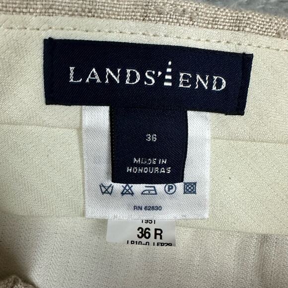 Lands End Mens 36x30 Linen Blend Pleated Dress Pants Beige Casual Office - Picture 4 of 11